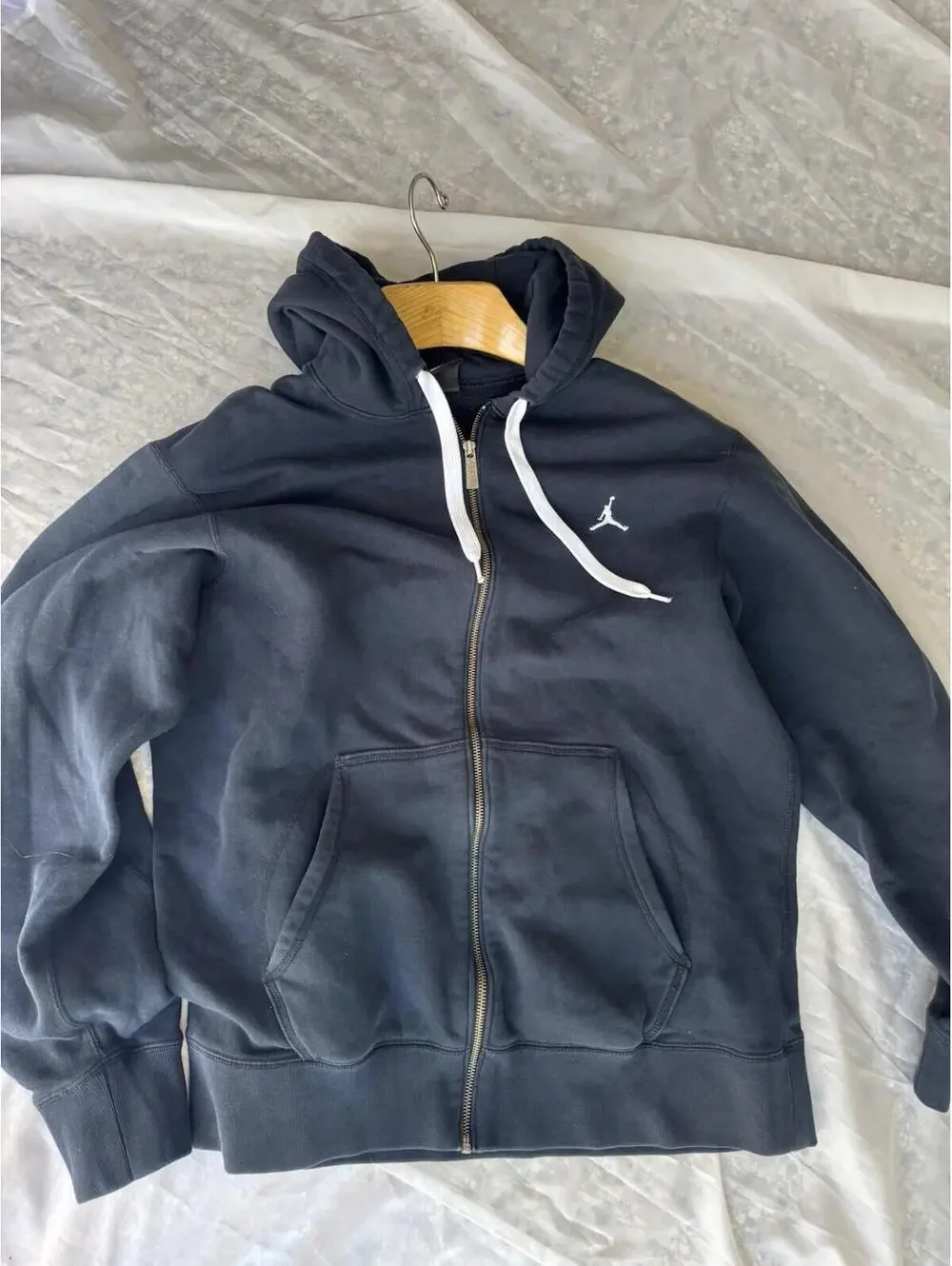 Jordan Men’s Hoodie Full Zip Sweatshirt Black Sz M